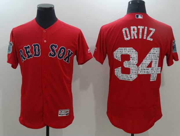 Boston Red Sox #34 David Ortiz Red 2017 Spring Training Flexbase Authentic Collection Stitched Baseball Jersey