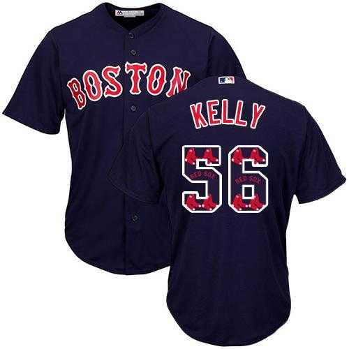 Boston Red Sox #56 Joe Kelly Navy Blue Team Logo Fashion Stitched MLB Jersey