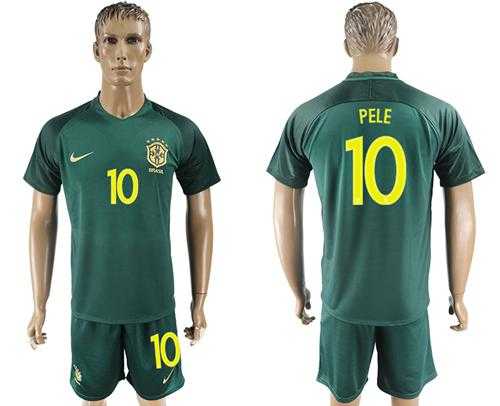 Brazil #10 Pele Away Soccer Country Jersey