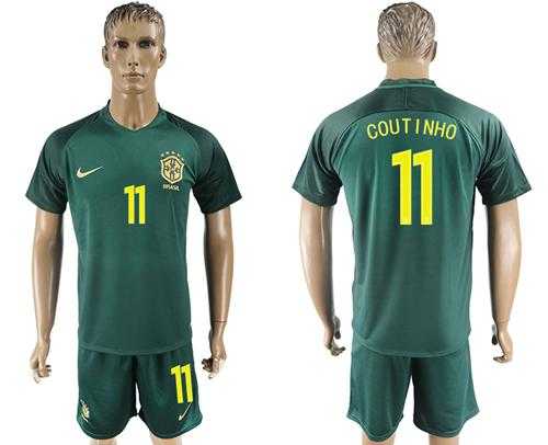 Brazil #11 Coutinho Away Soccer Country Jersey