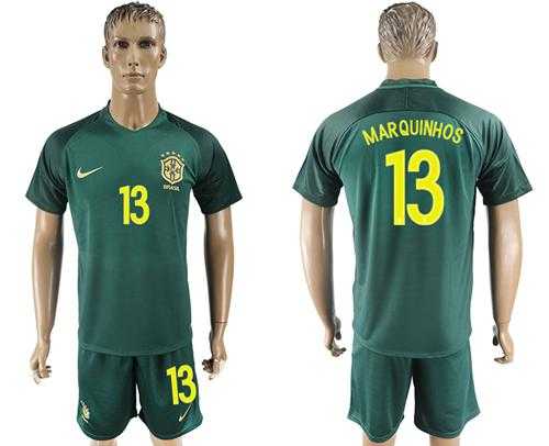Brazil #13 Marquinhos Away Soccer Country Jersey