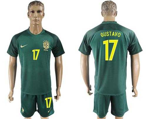 Brazil #17 Gustavo Away Soccer Country Jersey