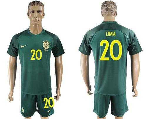 Brazil #20 Lima Away Soccer Country Jersey