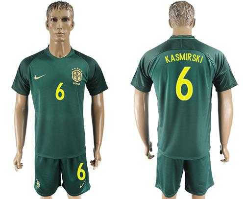 Brazil #6 Kasmirski Away Soccer Country Jersey
