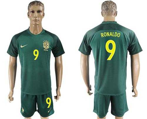 Brazil #9 Ronaldo Away Soccer Country Jersey