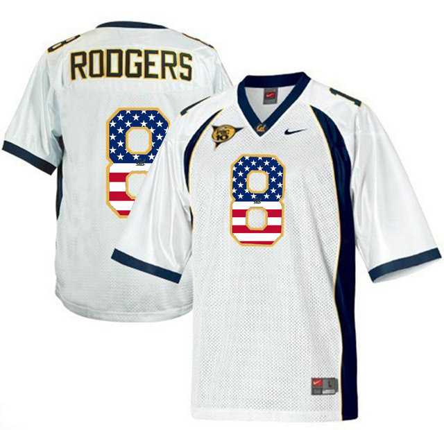 California Golden Bears #8 Aaron Rodgers White USA Flag College Football Jersey