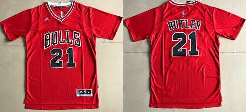 Chicago Bulls #21 Jimmy Butler Red Short Sleeve Stitched NBA Jersey