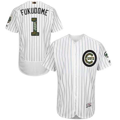 Chicago Cubs #1 Kosuke Fukudome White(Blue Strip) Flexbase Authentic Collection Memorial Day Stitched MLB Jersey