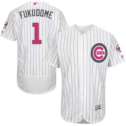 Chicago Cubs #1 Kosuke Fukudome White(Blue Strip) Flexbase Authentic Collection Mother's Day Stitched MLB Jersey