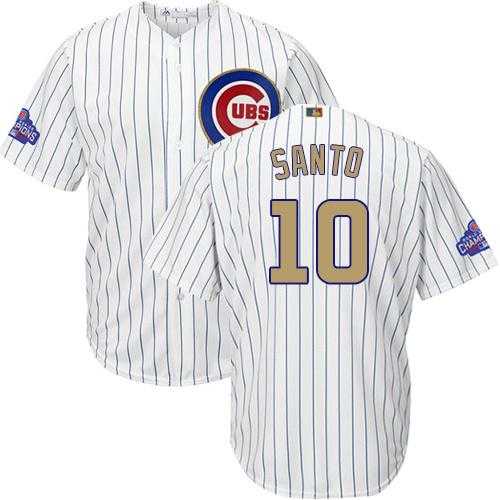 Chicago Cubs #10 Ron Santo White(Blue Strip) 2017 Gold Program Cool Base Stitched MLB Jersey