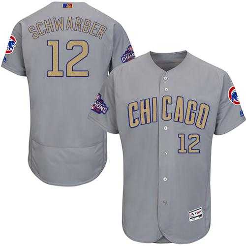 Chicago Cubs #12 Kyle Schwarber Grey Flexbase Authentic 2017 Gold Program Stitched MLB Jersey
