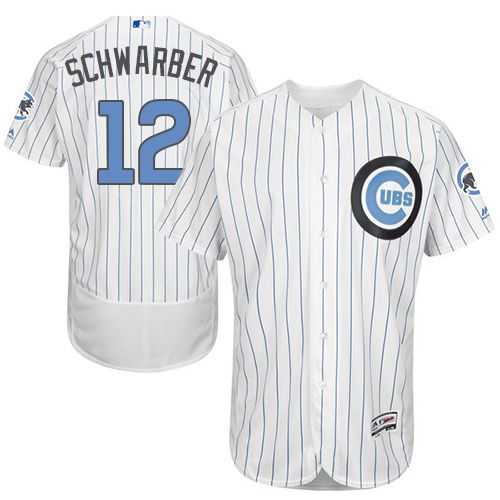 Chicago Cubs #12 Kyle Schwarber White(Blue Strip) Flexbase Authentic Collection Father's Day Stitched MLB Jersey