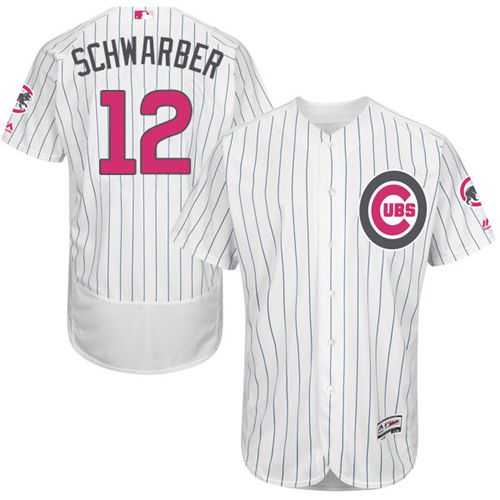 Chicago Cubs #12 Kyle Schwarber White(Blue Strip) Flexbase Authentic Collection Mother's Day Stitched MLB Jersey
