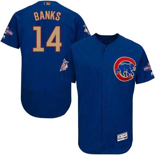 Chicago Cubs #14 Ernie Banks Blue Flexbase Authentic 2017 Gold Program Stitched MLB Jersey Chicago Cubs #14 Ernie Banks Blue Flexbase Authentic 2017 Gold Program Stitched MLB Jersey