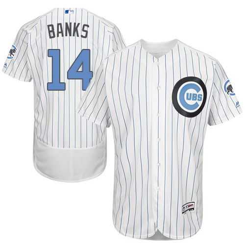 Chicago Cubs #14 Ernie Banks White(Blue Strip) Flexbase Authentic Collection Father's Day Stitched MLB Jersey