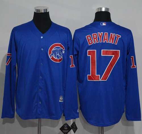 Chicago Cubs #17 Kris Bryant Blue New Cool Base Long Sleeve Stitched MLB Jersey Chicago Cubs #17 Kris Bryant Blue New Cool Base Long Sleeve Stitched MLB Jersey