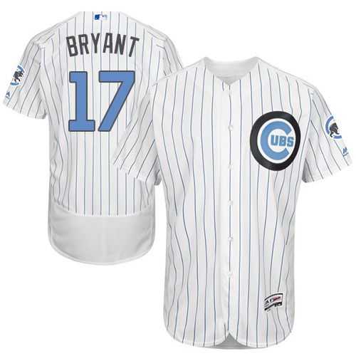 Chicago Cubs #17 Kris Bryant White(Blue Strip) Flexbase Authentic Collection Father's Day Stitched MLB Jersey