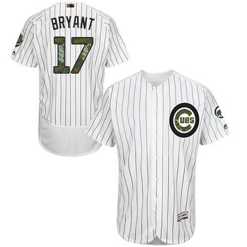 Chicago Cubs #17 Kris Bryant White(Blue Strip) Flexbase Authentic Collection Memorial Day Stitched MLB Jersey