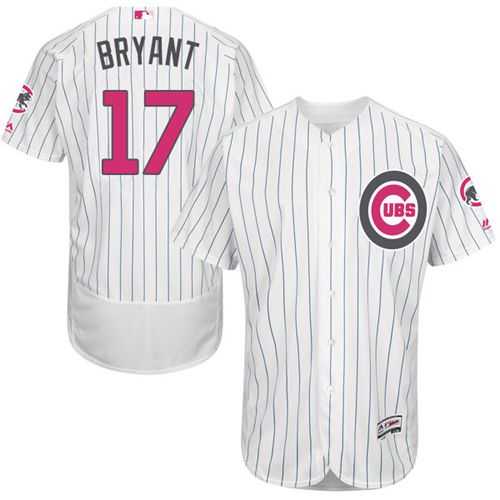 Chicago Cubs #17 Kris Bryant White(Blue Strip) Flexbase Authentic Collection Mother's Day Stitched MLB Jersey