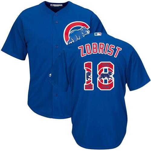 Chicago Cubs #18 Ben Zobrist Blue Team Logo Fashion Stitched MLB Jersey