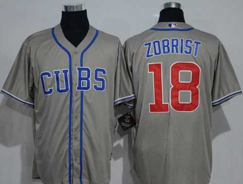 Chicago Cubs #18 Ben Zobrist Grey New Cool Base Alternate Road Stitched MLB Jersey