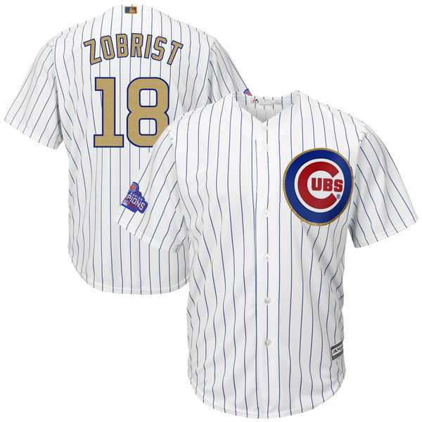 Chicago Cubs #18 Ben Zobrist White 2017 Gold Program Cool Base Stitched MLB Jersey