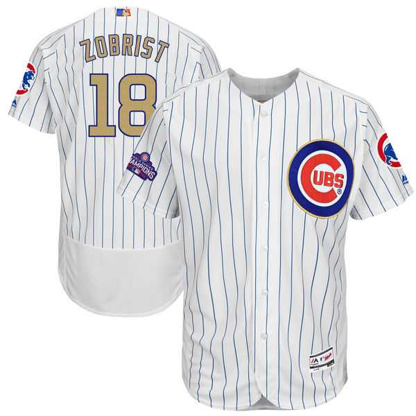 Chicago Cubs #18 Ben Zobrist White 2017 Gold Program Flexbase Stitched MLB Jersey