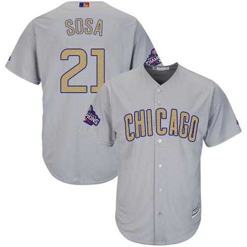 Chicago Cubs #21 Sammy Sosa Grey 2017 Gold Program Cool Base Stitched MLB Jersey