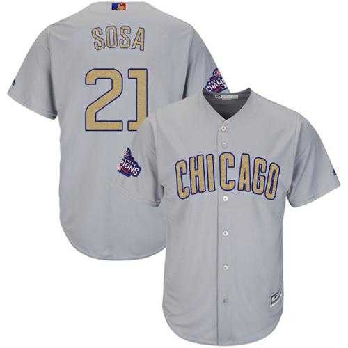 Chicago Cubs #21 Sammy Sosa Grey 2017 Gold Program Cool Base Stitched MLB Jersey Chicago Cubs #21 Sammy Sosa Grey 2017 Gold Program Cool Base Stitched MLB Jersey