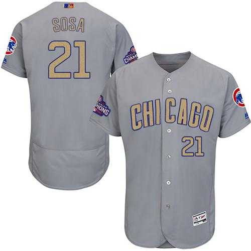 Chicago Cubs #21 Sammy Sosa Grey Flexbase Authentic 2017 Gold Program Stitched MLB Jersey