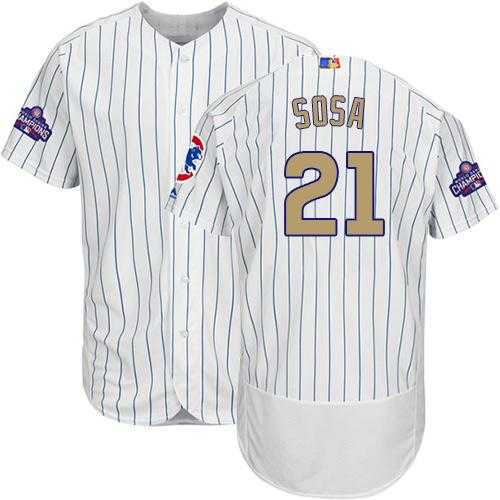Chicago Cubs #21 Sammy Sosa White(Blue Strip) Flexbase Authentic 2017 Gold Program Stitched MLB Jersey