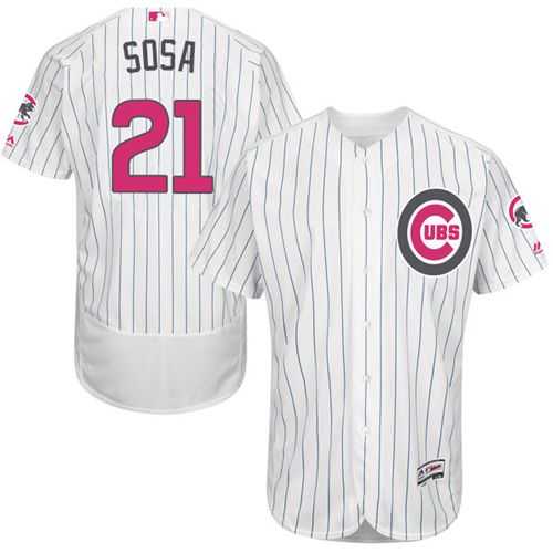 Chicago Cubs #21 Sammy Sosa White(Blue Strip) Flexbase Authentic Collection Mother's Day Stitched MLB Jersey