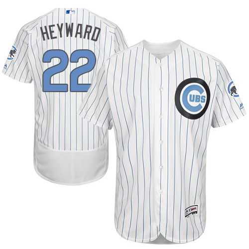 Chicago Cubs #22 Jason Heyward White(Blue Strip) Flexbase Authentic Collection Father's Day Stitched MLB Jersey