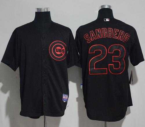 Chicago Cubs #23 Ryne Sandberg Black Strip Stitched MLB Jersey