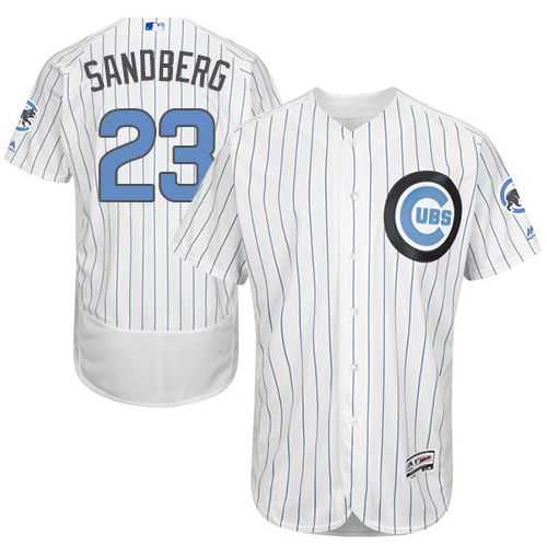 Chicago Cubs #23 Ryne Sandberg White(Blue Strip) Flexbase Authentic Collection Father's Day Stitched MLB Jersey