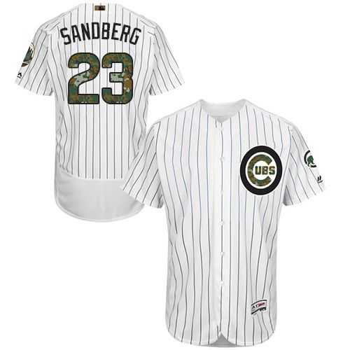 Chicago Cubs #23 Ryne Sandberg White(Blue Strip) Flexbase Authentic Collection Memorial Day Stitched MLB Jersey