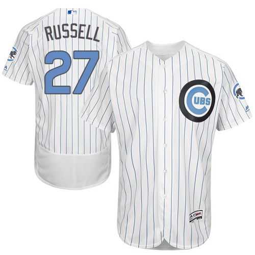 Chicago Cubs #27 Addison Russell White(Blue Strip) Flexbase Authentic Collection Father's Day Stitched MLB Jersey