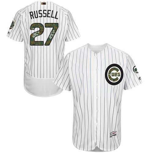 Chicago Cubs #27 Addison Russell White(Blue Strip) Flexbase Authentic Collection Memorial Day Stitched MLB Jersey