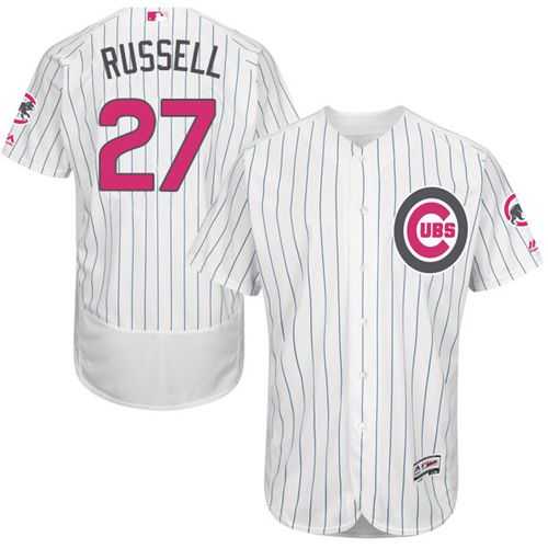 Chicago Cubs #27 Addison Russell White(Blue Strip) Flexbase Authentic Collection Mother's Day Stitched MLB Jersey