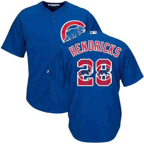 Chicago Cubs #28 Kyle Hendricks Blue Team Logo Fashion Stitched MLB Jersey