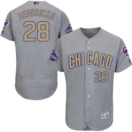 Chicago Cubs #28 Kyle Hendricks Grey Flexbase Authentic 2017 Gold Program Stitched MLB Jersey