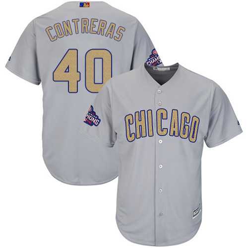 Chicago Cubs #40 Willson Contreras Grey 2017 Gold Program Cool Base Stitched MLB Jersey