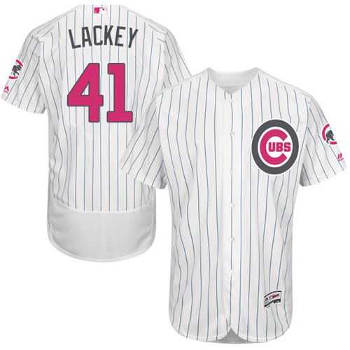 Chicago Cubs #41 John Lackey White(Blue Strip) Flexbase Authentic Collection Mother's Day Stitched MLB Jersey