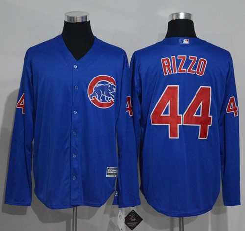 Chicago Cubs #44 Anthony Rizzo Blue New Cool Base Long Sleeve Stitched MLB Jersey