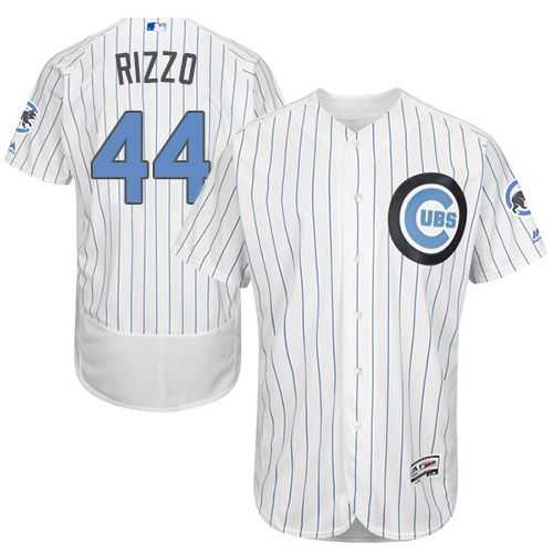Chicago Cubs #44 Anthony Rizzo White(Blue Strip) Flexbase Authentic Collection Father's Day Stitched MLB Jersey