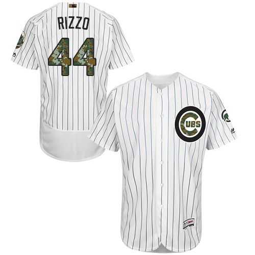 Chicago Cubs #44 Anthony Rizzo White(Blue Strip) Flexbase Authentic Collection Memorial Day Stitched MLB Jersey