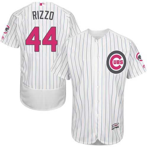 Chicago Cubs #44 Anthony Rizzo White(Blue Strip) Flexbase Authentic Collection Mother's Day Stitched MLB Jersey