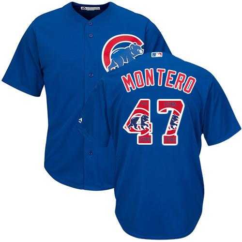 Chicago Cubs #47 Miguel Montero Blue Team Logo Fashion Stitched MLB Jersey