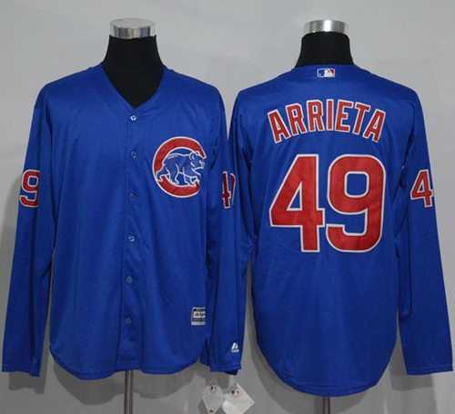 Chicago Cubs #49 Jake Arrieta Blue New Cool Base Long Sleeve Stitched MLB Jersey Chicago Cubs #49 Jake Arrieta Blue New Cool Base Long Sleeve Stitched MLB Jersey