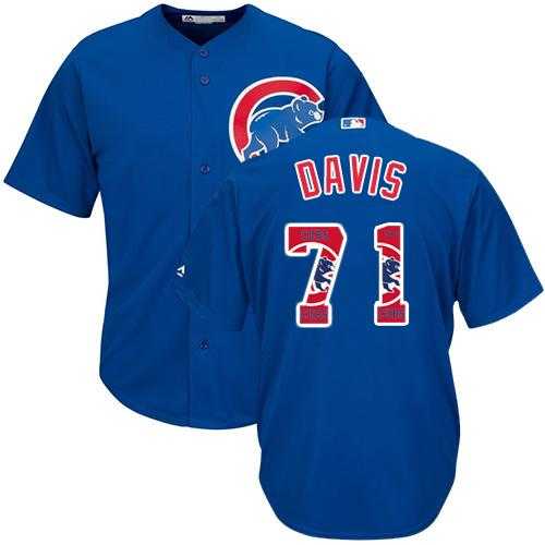 Chicago Cubs #71 Wade Davis Blue Team Logo Fashion Stitched MLB Jersey